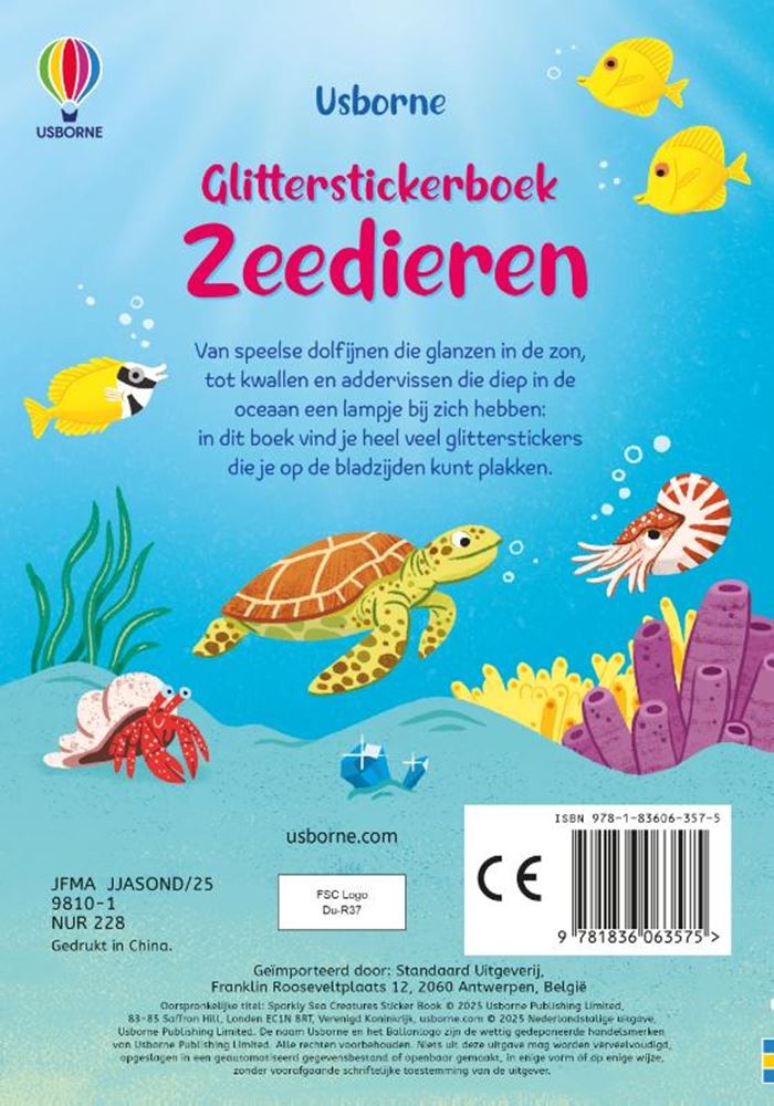 Afbeelding laden in galerijviewer, Glitterstickerboek: zeedieren 3+
