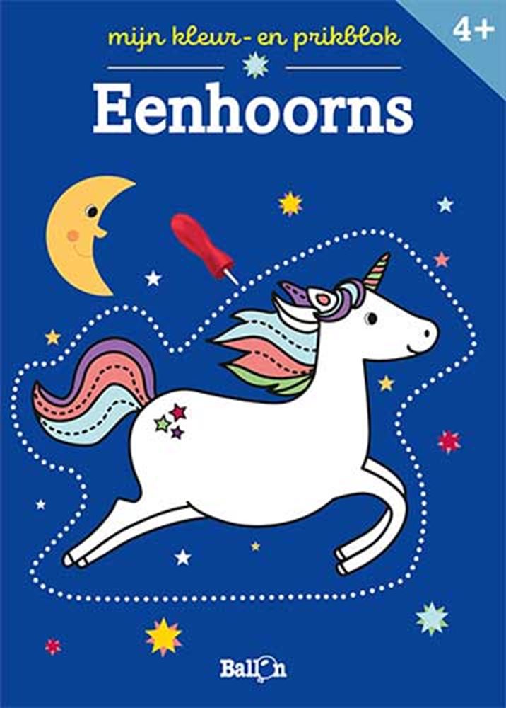 Afbeelding laden in galerijviewer, Standaard uitgeverij mijn kleur-en prikblok eenhoorns. 4+