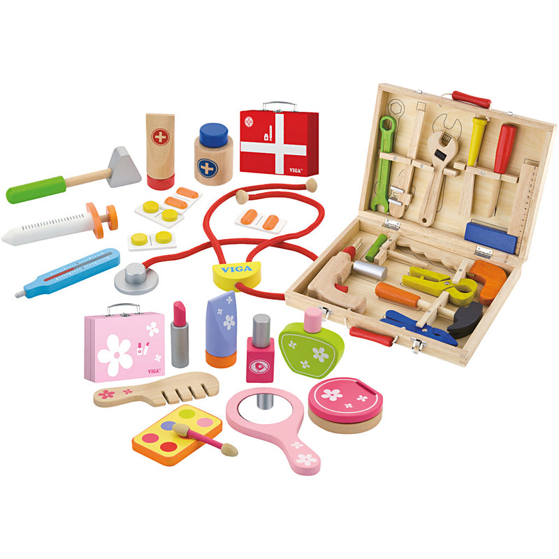 Afbeelding laden in galerijviewer, Https: www.cchobby.nl viga-houten-speelset-33-onderdelen-1-set