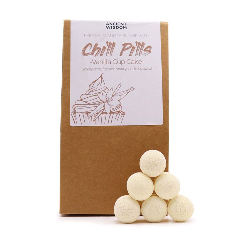 Afbeelding laden in galerijviewer, Vanille cupcake badbruisballen fizz chill pill gift box