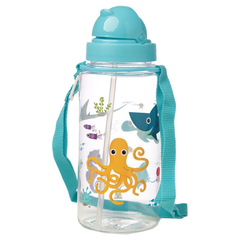 Afbeelding laden in galerijviewer, Zeedieren duurzame bpa-vrij 450ml kinder waterfles rietje