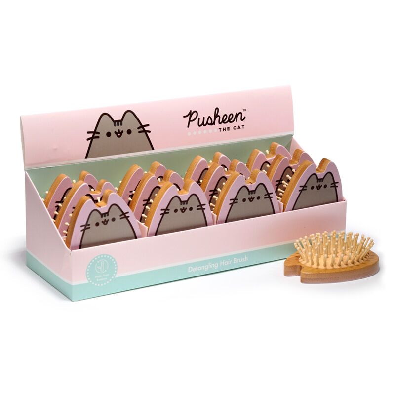Afbeelding laden in galerijviewer, Union pusheen de kat-vormige bamboe haarborstel