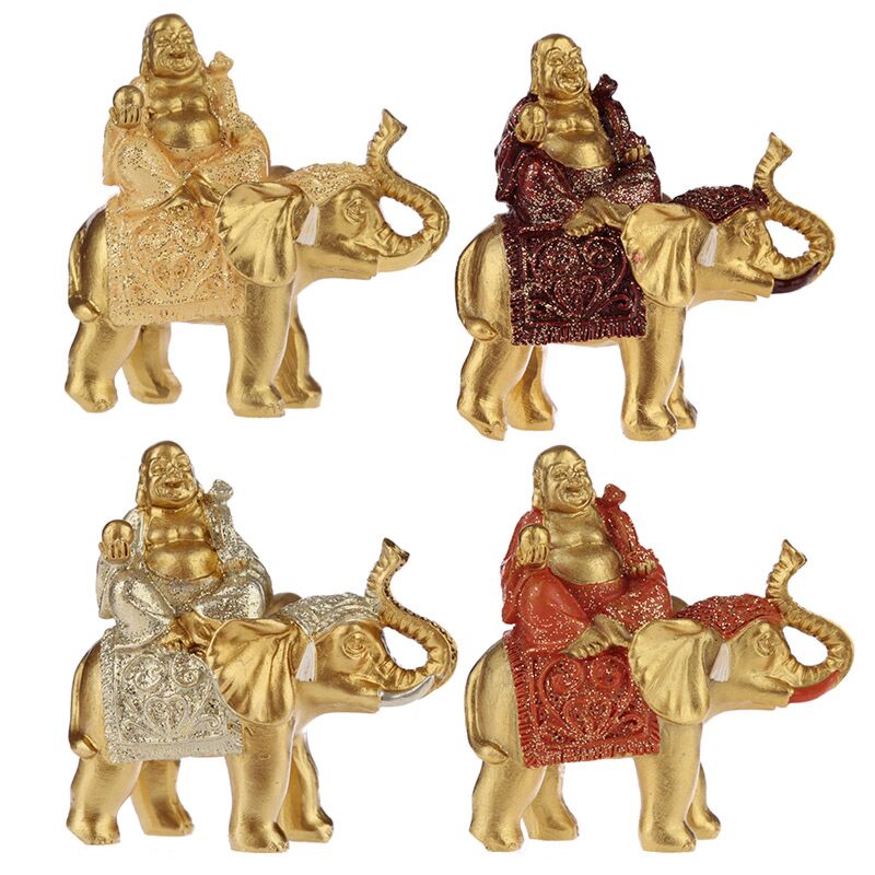 Afbeelding laden in galerijviewer, Zittend glitter olifant chinese lachende boeddha