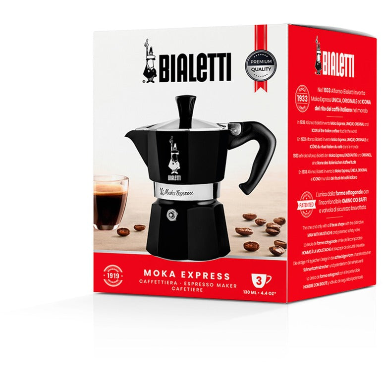 Afbeelding laden in galerijviewer, Bialetti moka express - percolator - 3 kops - aluminium - zwart