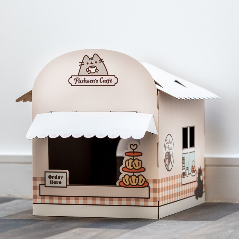 Afbeelding laden in galerijviewer, Pusheen catfé doe-het-zelf 100% karton kat speelhuisje