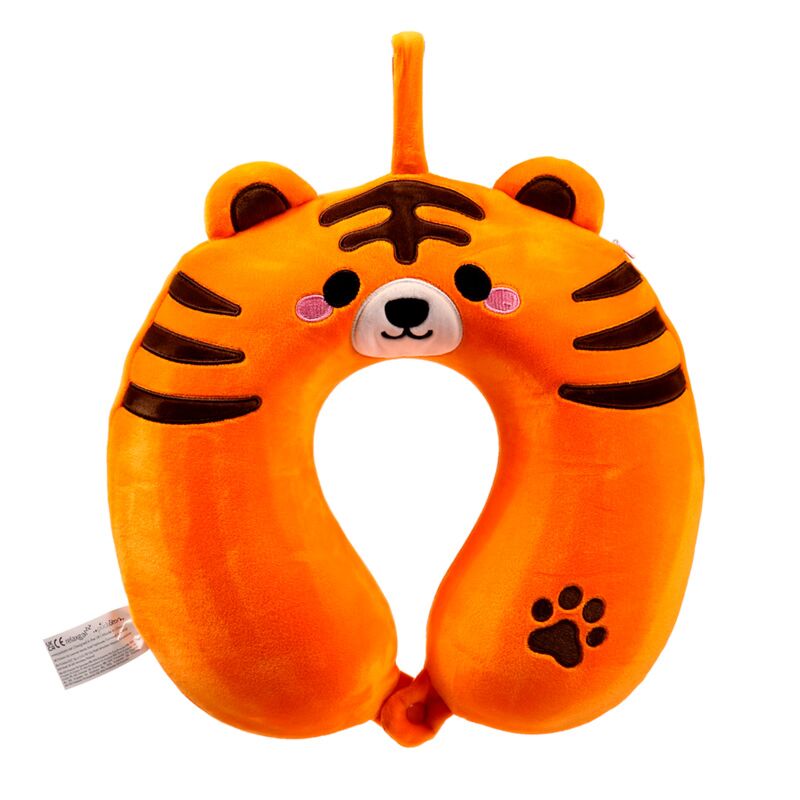 Afbeelding laden in galerijviewer, Relaxeazzz tijger adoramals pluche memory foam nekkussen