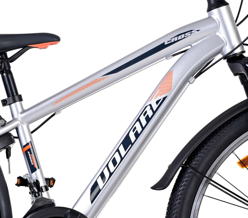 Afbeelding laden in galerijviewer, Volare Cross Kinderfiets Jongens 24 inch Zilver 18 versnellingen Twee handremmen