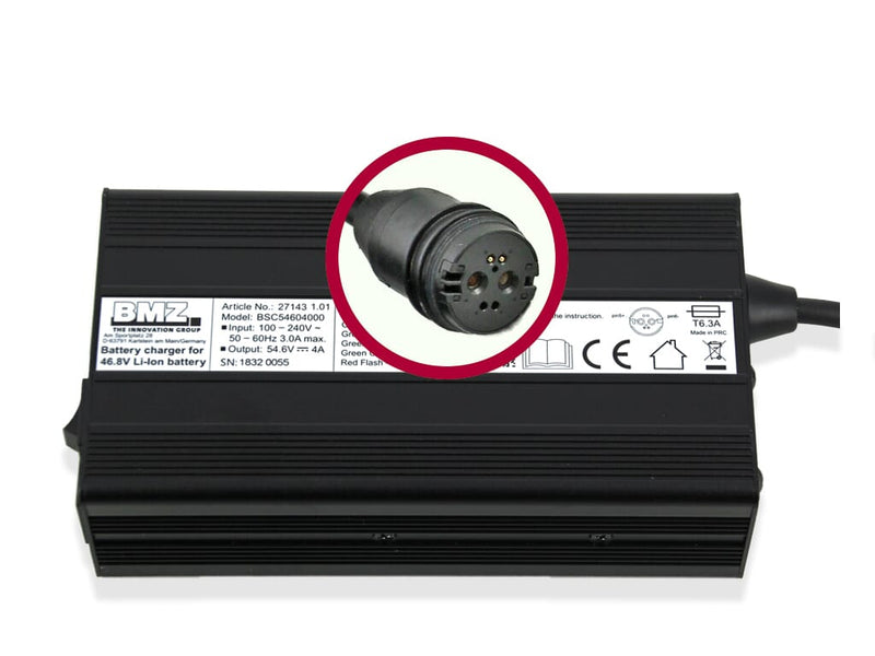 Afbeelding laden in galerijviewer, Bmz acculader li-ion 54,6v 4a plug rosenberger