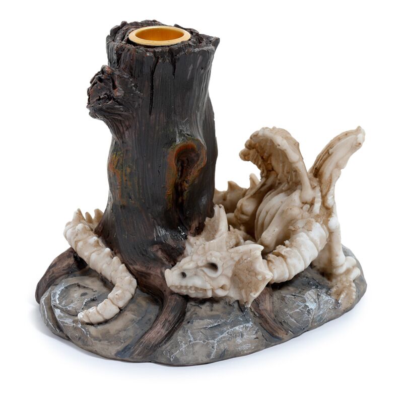 Afbeelding laden in galerijviewer, Shadows of darkness slapende botten drakenskelet kaarsenhouder
