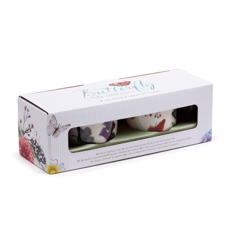 Afbeelding laden in galerijviewer, Butterfly meadows set 2 porselein espresso kopjes