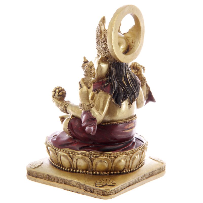 Afbeelding laden in galerijviewer, Goud rood ganesh beeld 14cm