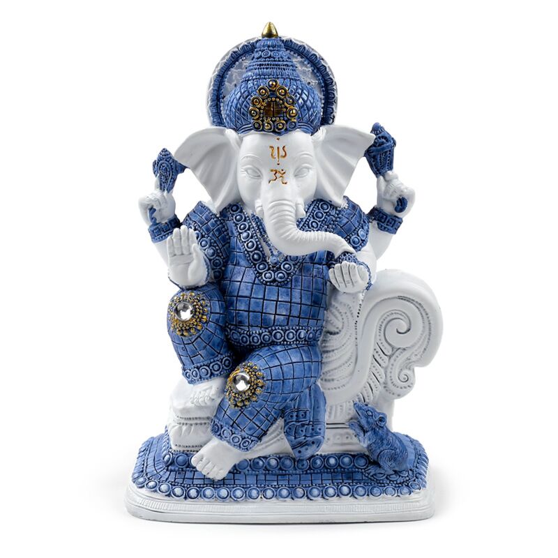Afbeelding laden in galerijviewer, Wit blauw ganesh meditatie