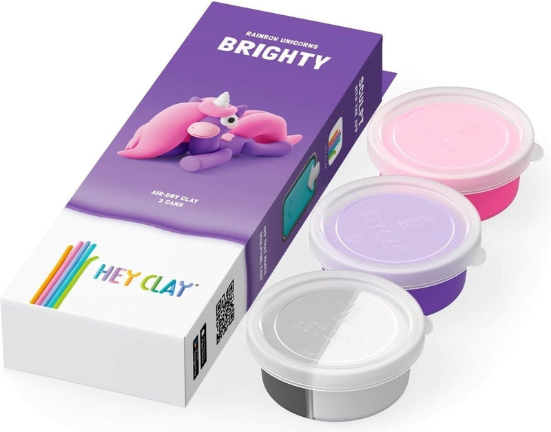 Afbeelding laden in galerijviewer, Hey-clay rainbow unicorn brighty 3 cans boetseerklei