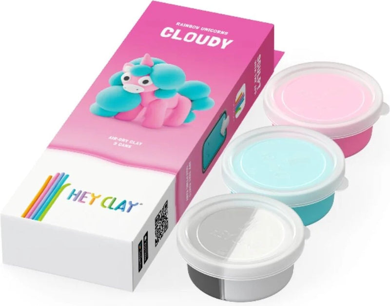 Afbeelding laden in galerijviewer, Hey-clay rainbow unicorn cloudy 3 cans boetseerklei