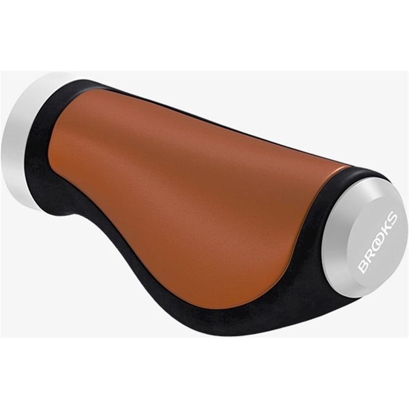 Afbeelding laden in galerijviewer, Brooks Handvatten Ergonomic Leather grip 100 130mm honey