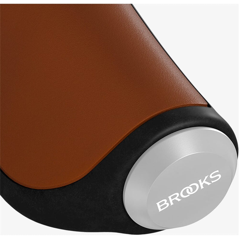 Afbeelding laden in galerijviewer, Brooks Handvatten Ergonomic Leather grip 100 130mm honey