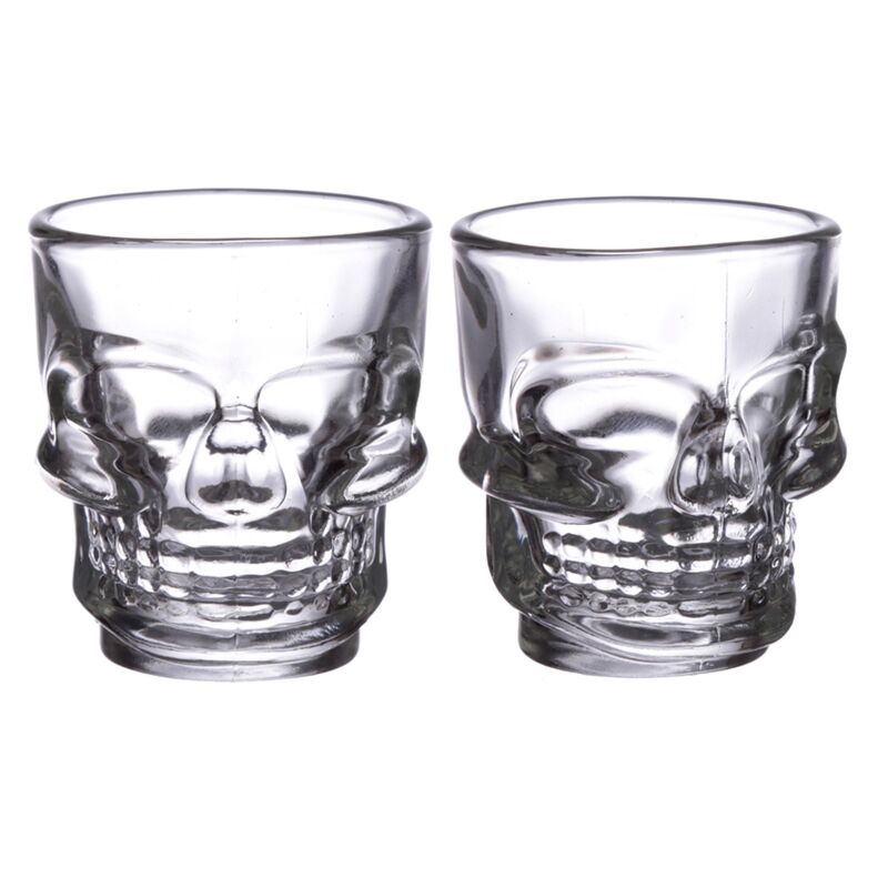 Afbeelding laden in galerijviewer, 2 glazen shotglaasjes (60ml) - schedel