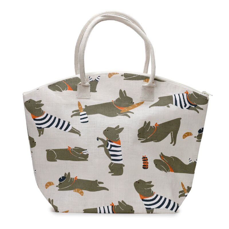 Afbeelding laden in galerijviewer, Bertrand de franse bulldog jute strandtas