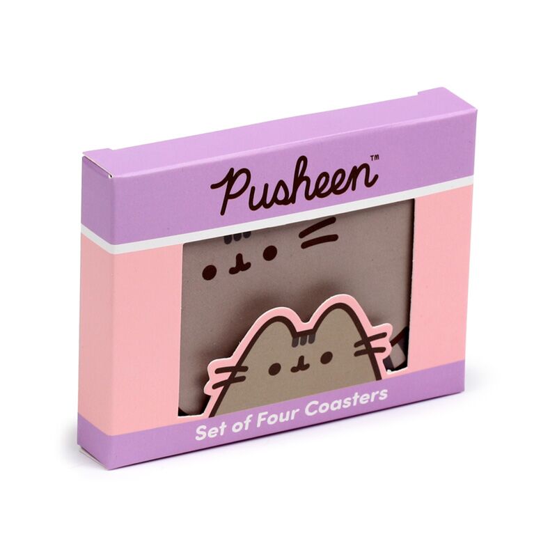 Afbeelding laden in galerijviewer, Union pusheen de kat set 4 gevormde onderzetters