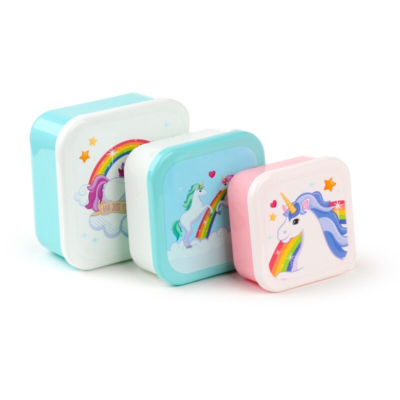 Afbeelding laden in galerijviewer, Set 3 lunch box s m l- betoverende regenboog eenhoorn