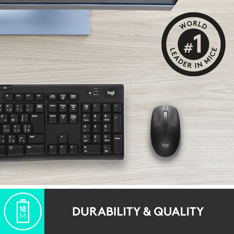 Afbeelding laden in galerijviewer, Logitech m190 full-size wireless mouse