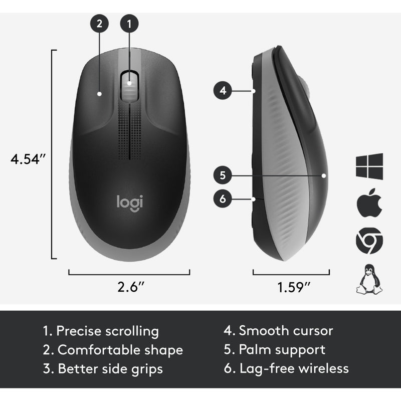 Afbeelding laden in galerijviewer, Logitech m190 full-size wireless mouse