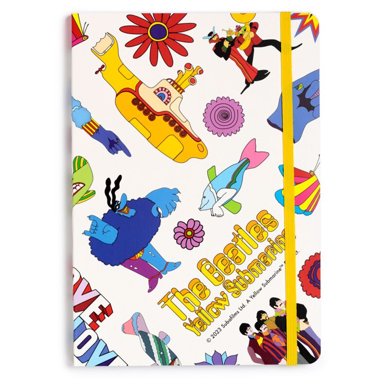 Afbeelding laden in galerijviewer, Yellow submarine wit gerecycled a5 gelinieerd notitieboekje