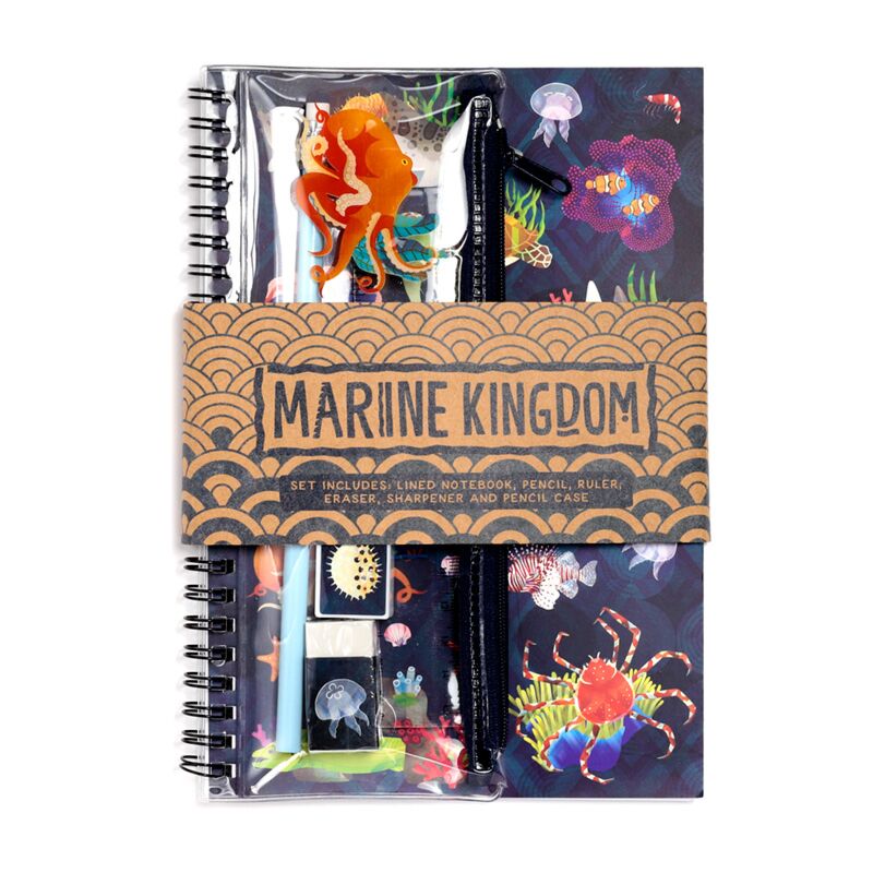 Afbeelding laden in galerijviewer, Marine kingdom ringgebonden notitieboekje 6-delige schrijfset