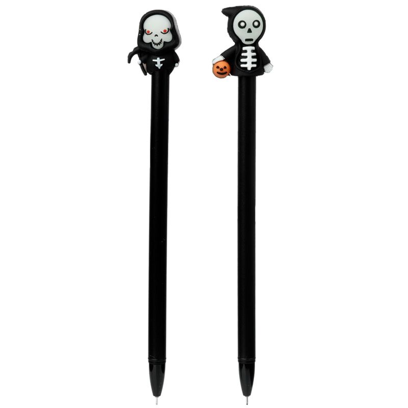 Afbeelding laden in galerijviewer, Glow in the dark spoken skeletten fijnschrijver pen - zwart