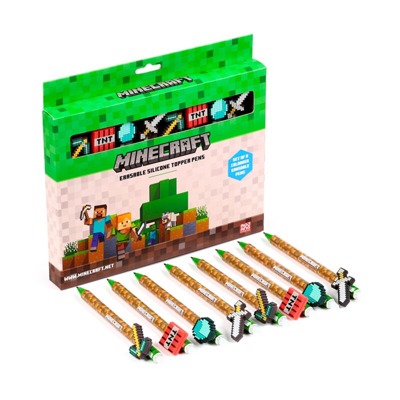 Afbeelding laden in galerijviewer, Union set van 8 uitwisbare pennen minecraft gereedschap top
