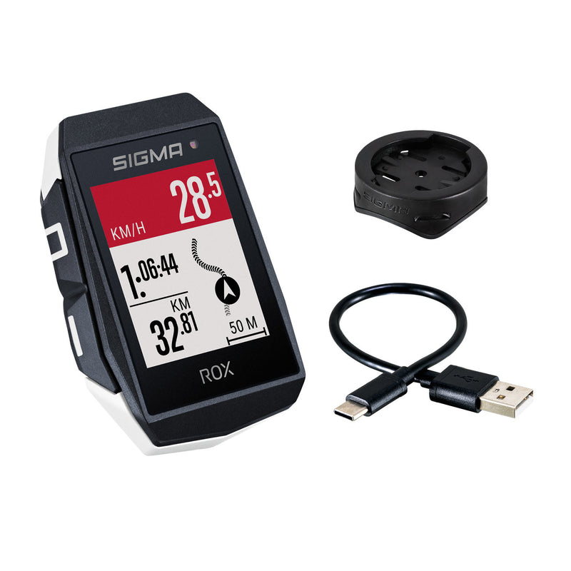 Afbeelding laden in galerijviewer, Sigma rox 11.1 evo gps zw wit standaard stuurhouder + usb-c laadkabel
