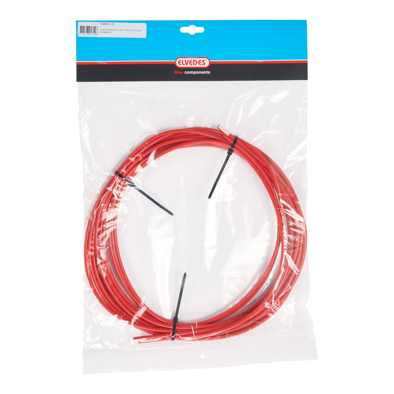 Afbeelding laden in galerijviewer, Elvedes rem buitenkabel 5mm (10m) rood liner 1125tef-7-10