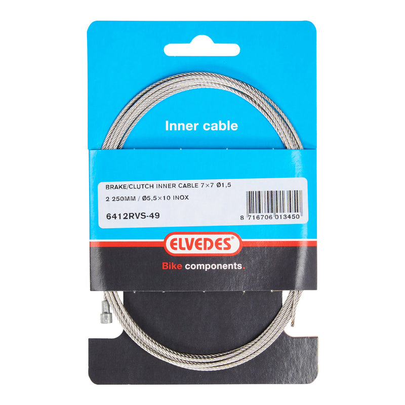 Afbeelding laden in galerijviewer, Elvedes rem binnenkabel 2250mm v-nippel 6412rvs-49