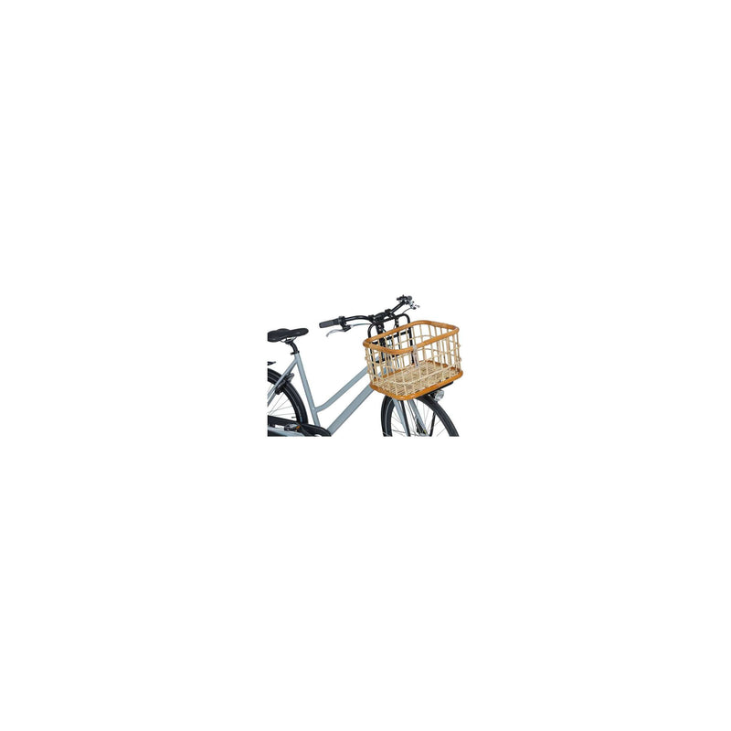 Afbeelding laden in galerijviewer, Basil Green Life - rotan fietsmand - large - voorop- natural bruin