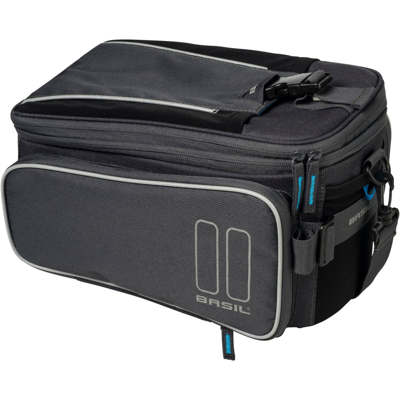 Afbeelding laden in galerijviewer, Basil Sport Design Trunkbag - Grijze fietsbagagedragertas, 7-15L, waterafstotend, voor reguliere fiets en e-bike