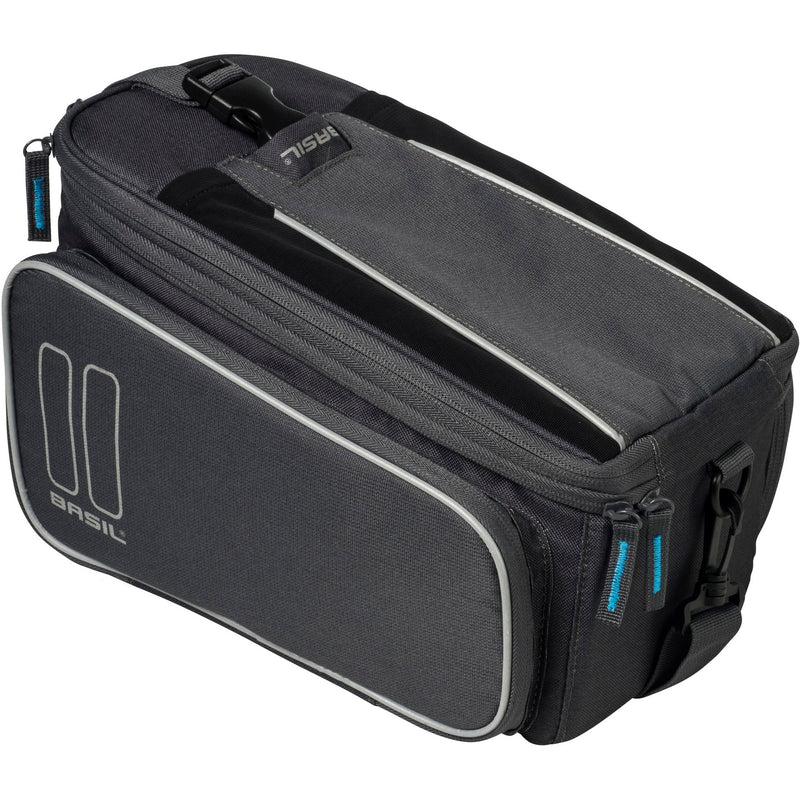 Afbeelding laden in galerijviewer, Basil Sport Design Trunkbag - Grijze fietsbagagedragertas, 7-15L, waterafstotend, voor reguliere fiets en e-bike