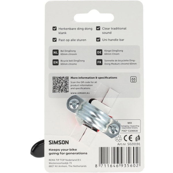 Afbeelding laden in galerijviewer, Simson bel dingdong medium chroom 60mm