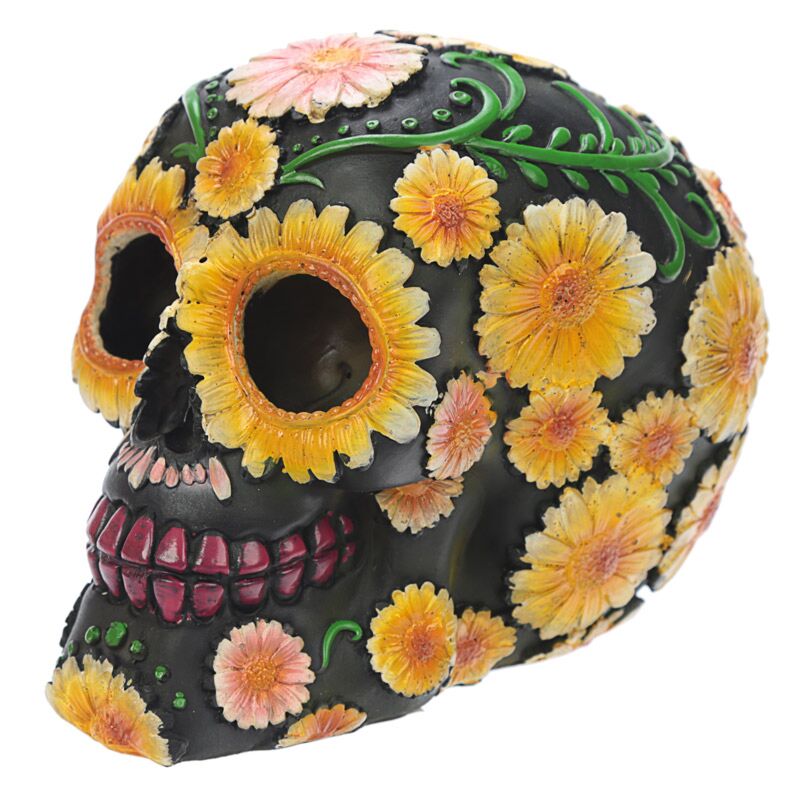 Afbeelding laden in galerijviewer, Dia de los muertos mexicaans doodshoofd madeliefjes woonaccessoire