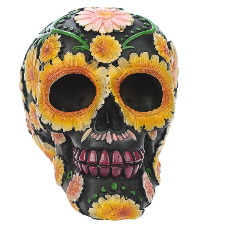 Afbeelding laden in galerijviewer, Dia de los muertos mexicaans doodshoofd madeliefjes woonaccessoire