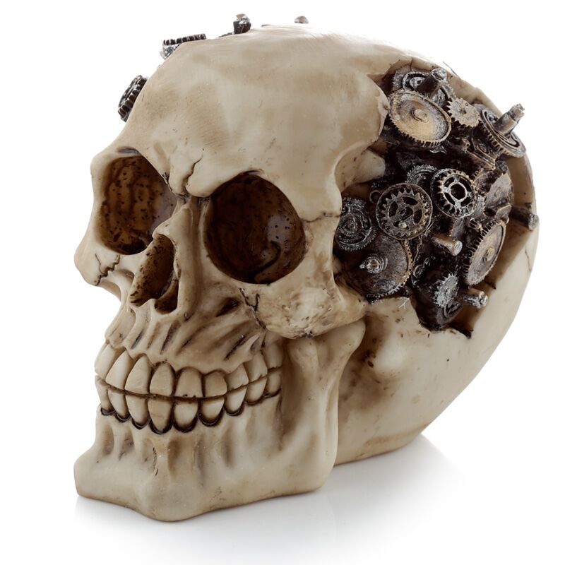 Afbeelding laden in galerijviewer, Steam punk stijl schedel met tandwielen woonaccessoire