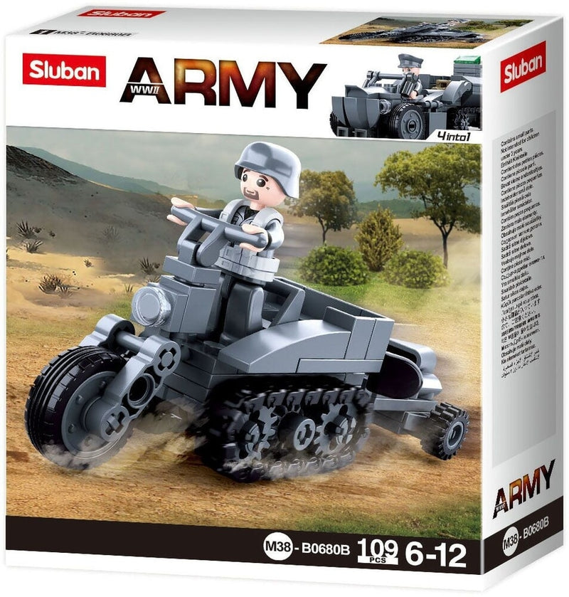 Afbeelding laden in galerijviewer, Sluban army wwii motor met tracks (m38-b0680b)