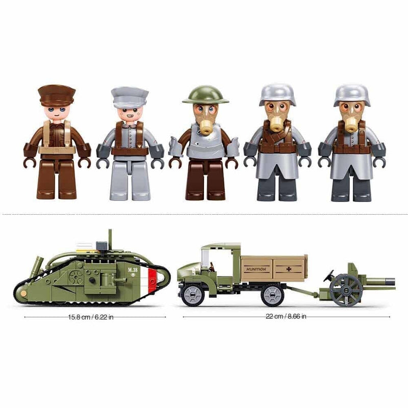 Afbeelding laden in galerijviewer, Sluban army aanvallende tank wwii - mark vs (m38-b1296)