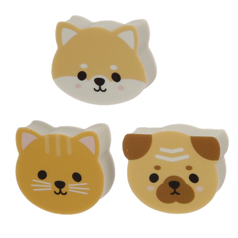 Afbeelding laden in galerijviewer, Set van 3 adoramals mopshond kat shiba inu gummen