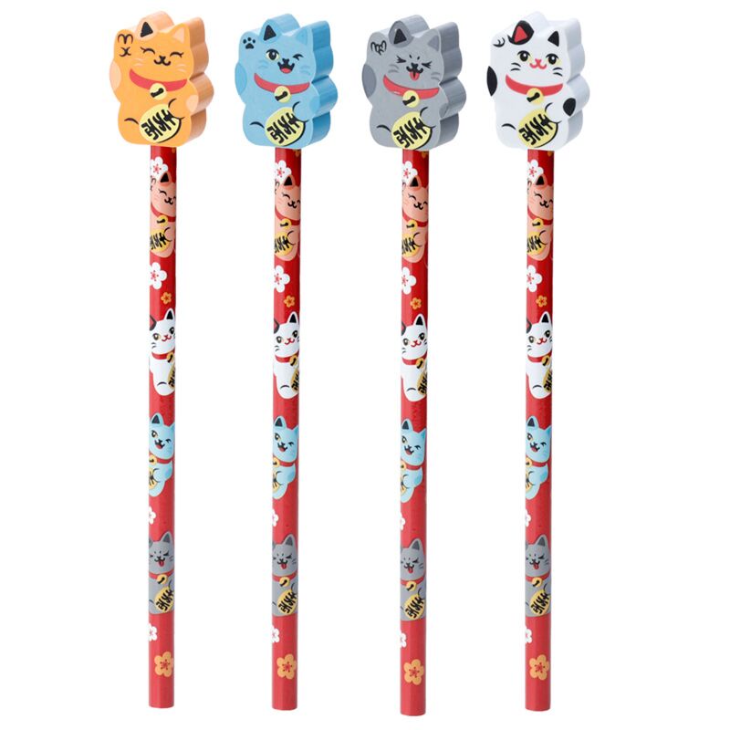 Afbeelding laden in galerijviewer, Maneki neko gelukskat - gum potlood