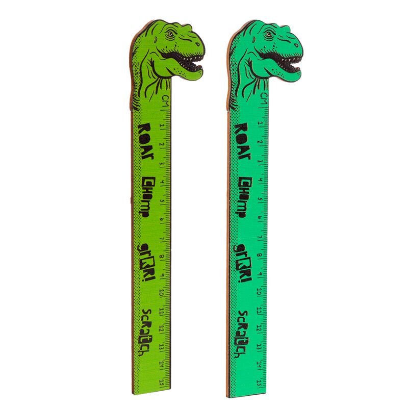 Afbeelding laden in galerijviewer, Dinosauria shaped top wooden ruler (15cm)