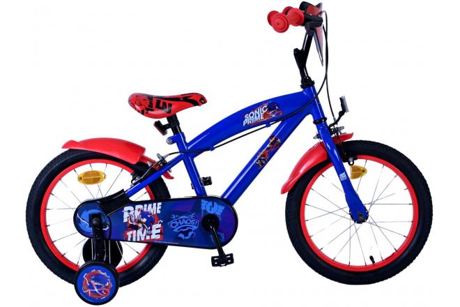 Afbeelding laden in galerijviewer, Sonic prime kinderfiets - jongens - 16 inch - blauw rood - twee handremmen