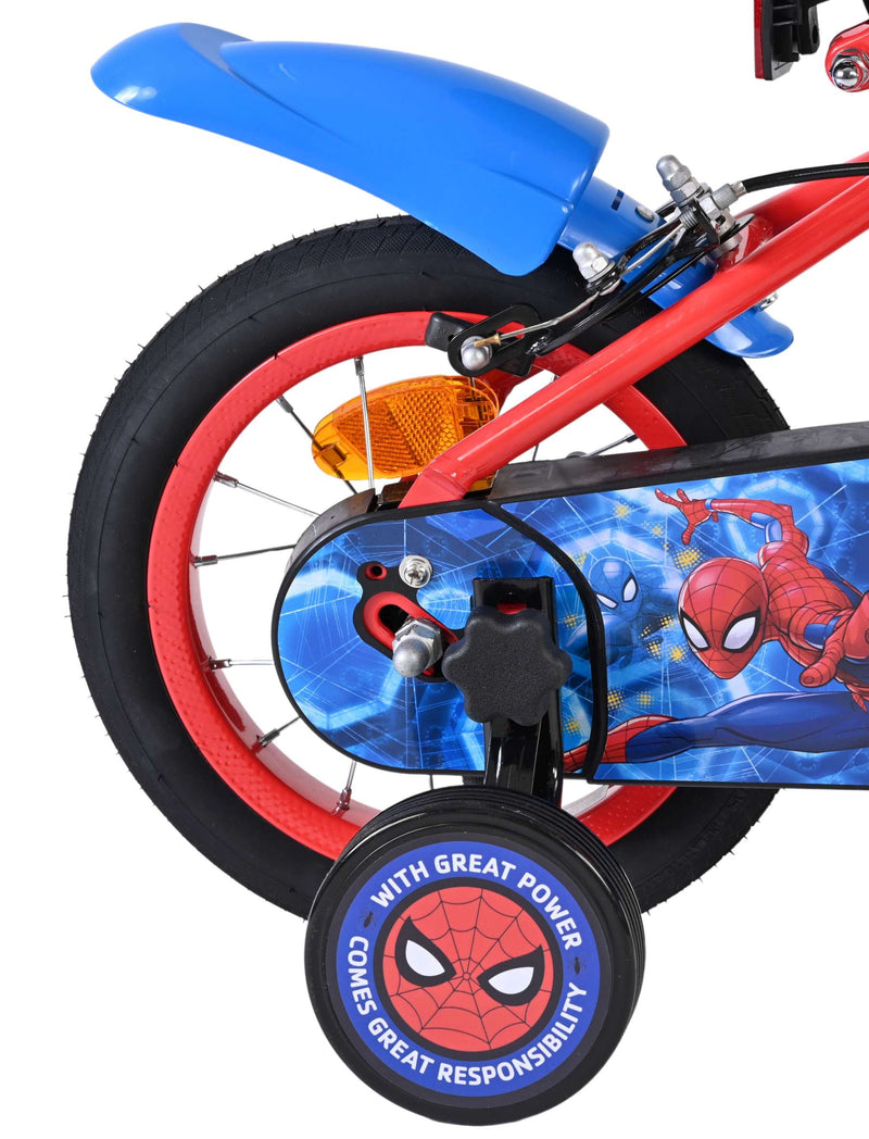 Afbeelding laden in galerijviewer, Spiderman spider-man kinderfiets - jongens - 12 inch - blauw rood - twee handremmen