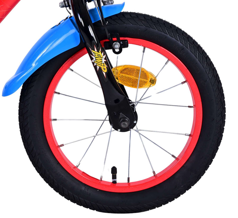 Afbeelding laden in galerijviewer, Spiderman ultimate spider-man kinderfiets - jongens - 14 inch - blauw rood - twee handremmen
