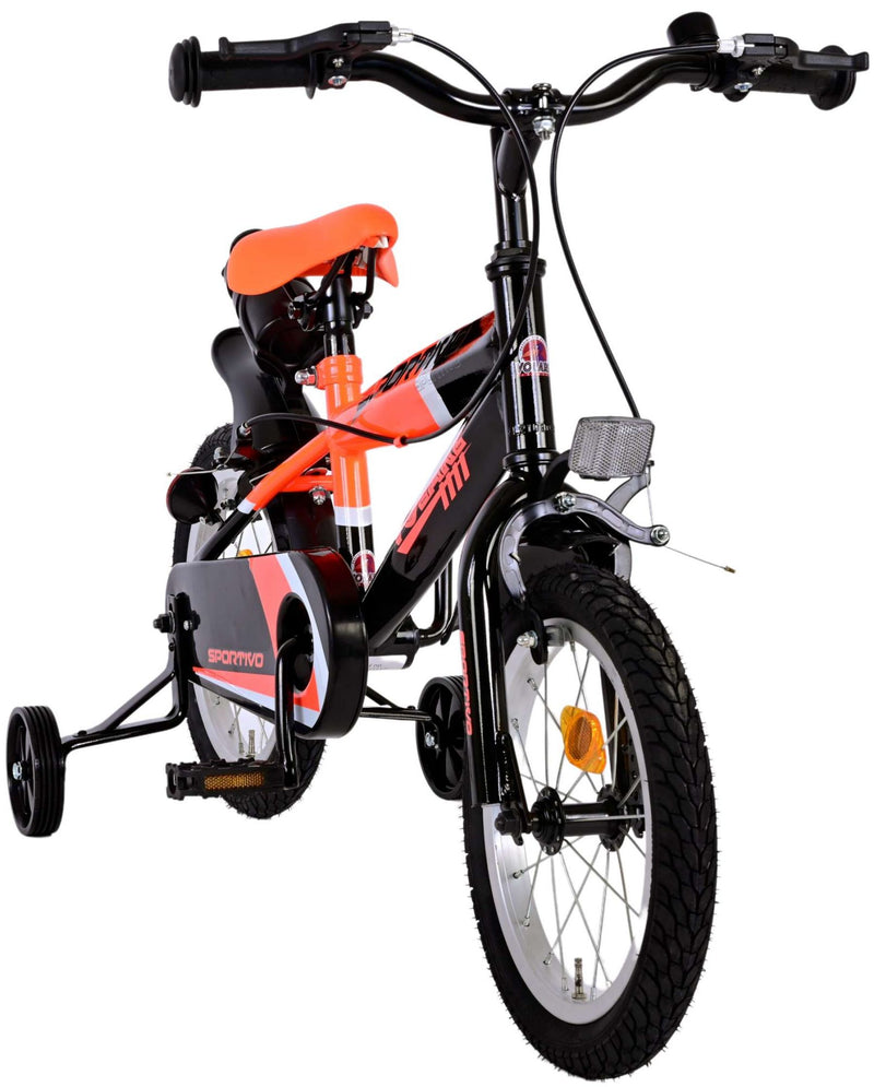 Afbeelding laden in galerijviewer, Volare Sportivo Kinderfiets Jongens 14 inch Neon Oranje Zwart Twee Handremmen