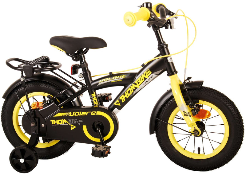 Afbeelding laden in galerijviewer, Volare Thombike Kinderfiets - Jongens - 12 inch - Zwart Geel - Twee Handremmen